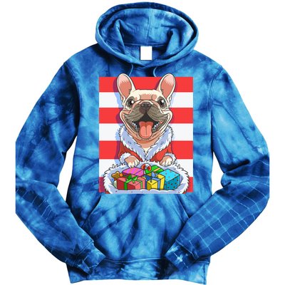 Funny French Bulldog Santa Claus Christmas Xmas Candy Cane Gift Tie Dye Hoodie