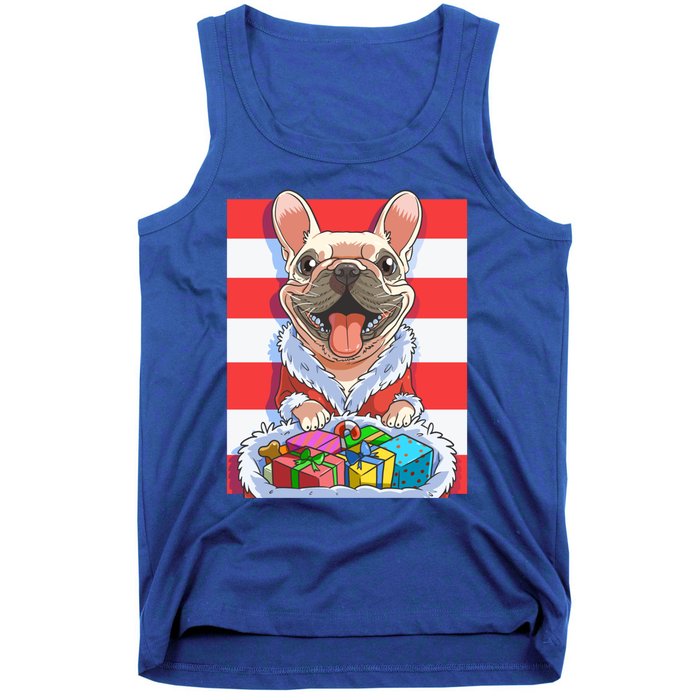 Funny French Bulldog Santa Claus Christmas Xmas Candy Cane Gift Tank Top