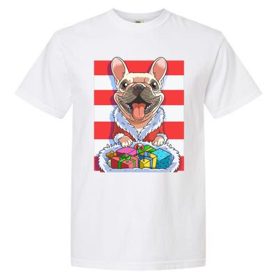 Funny French Bulldog Santa Claus Christmas Xmas Candy Cane Gift Garment-Dyed Heavyweight T-Shirt