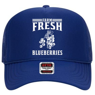 Farm Fresh Blueberries Gift Blueberry Farmer Gift High Crown Mesh Back Trucker Hat