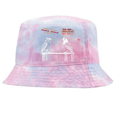 FUNNY FAKE BIRDS ON A WIRE DESIGN LINE ART COMICAL Tie-Dyed Bucket Hat