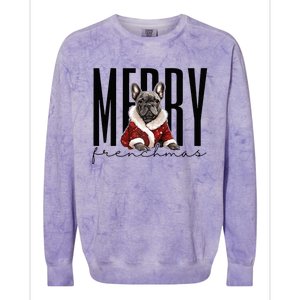 Funny French Bulldog Merry Frenchmas Christmas Dog Mom  Colorblast Crewneck Sweatshirt