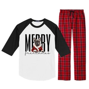 Funny French Bulldog Merry Frenchmas Christmas Dog Mom  Raglan Sleeve Pajama Set