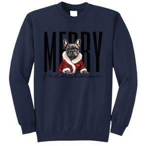 Funny French Bulldog Merry Frenchmas Christmas Dog Mom  Tall Sweatshirt