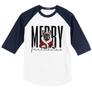 Funny French Bulldog Merry Frenchmas Christmas Dog Mom  Baseball Sleeve Shirt