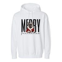 Funny French Bulldog Merry Frenchmas Christmas Dog Mom  Garment-Dyed Fleece Hoodie