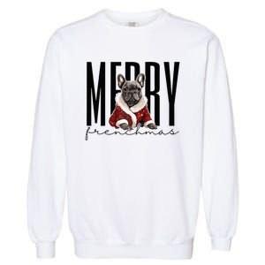 Funny French Bulldog Merry Frenchmas Christmas Dog Mom  Garment-Dyed Sweatshirt