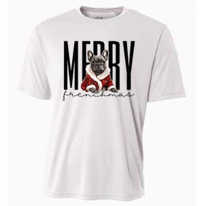 Funny French Bulldog Merry Frenchmas Christmas Dog Mom  Cooling Performance Crew T-Shirt