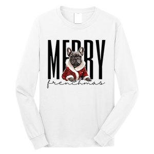 Funny French Bulldog Merry Frenchmas Christmas Dog Mom  Long Sleeve Shirt