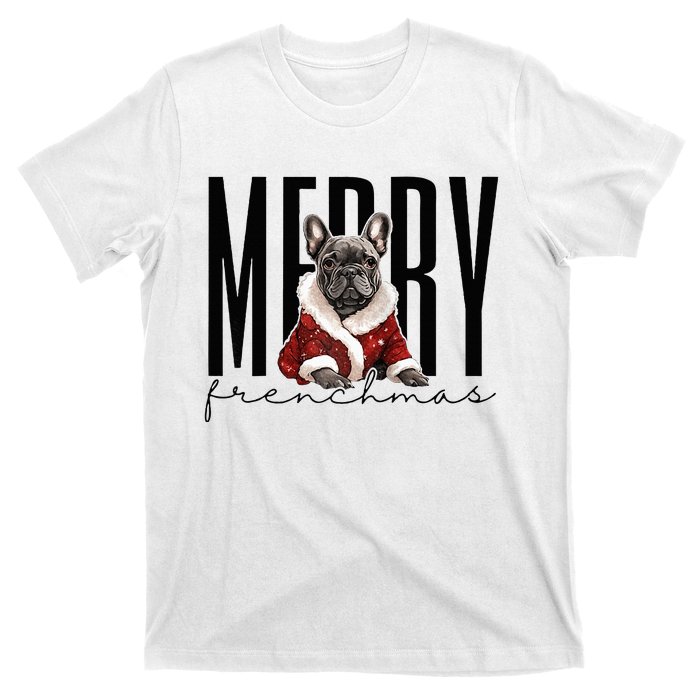 Funny French Bulldog Merry Frenchmas Christmas Dog Mom  T-Shirt