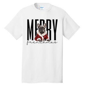 Funny French Bulldog Merry Frenchmas Christmas Dog Mom  Tall T-Shirt