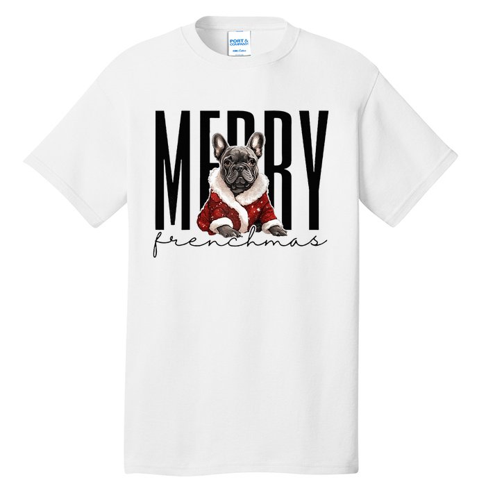 Funny French Bulldog Merry Frenchmas Christmas Dog Mom  Tall T-Shirt