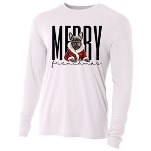 Funny French Bulldog Merry Frenchmas Christmas Dog Mom  Cooling Performance Long Sleeve Crew