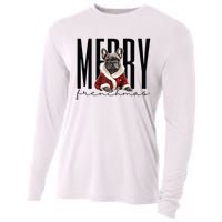 Funny French Bulldog Merry Frenchmas Christmas Dog Mom  Cooling Performance Long Sleeve Crew