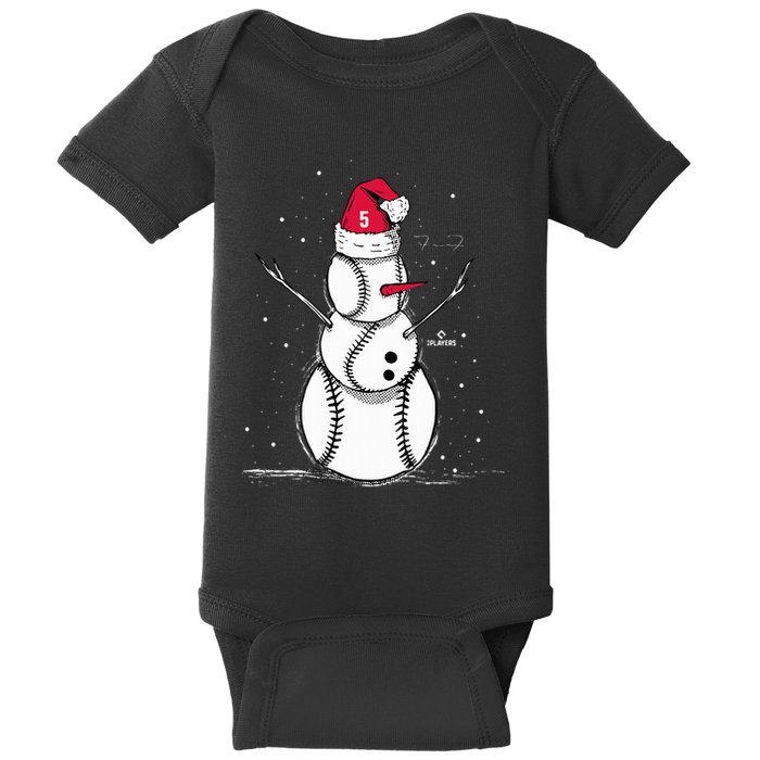 F.R.E.D.D.I.E Freeman Baseball Snowman Baby Bodysuit
