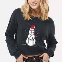 F.R.E.D.D.I.E Freeman Baseball Snowman Cropped Pullover Crew
