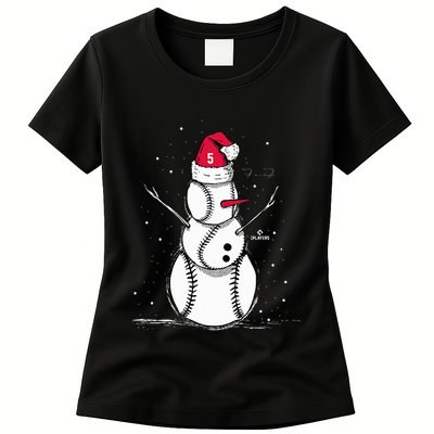 F.R.E.D.D.I.E Freeman Baseball Snowman Womens T-Shirt