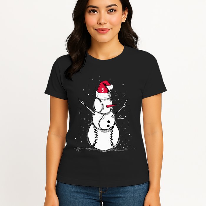 F.R.E.D.D.I.E Freeman Baseball Snowman Womens T-Shirt