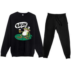 Funny Frog Bruh .. Premium Crewneck Sweatsuit Set