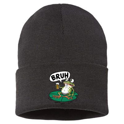Funny Frog Bruh .. Sustainable Knit Beanie