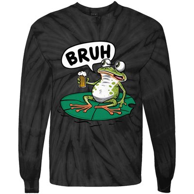 Funny Frog Bruh .. Tie-Dye Long Sleeve Shirt