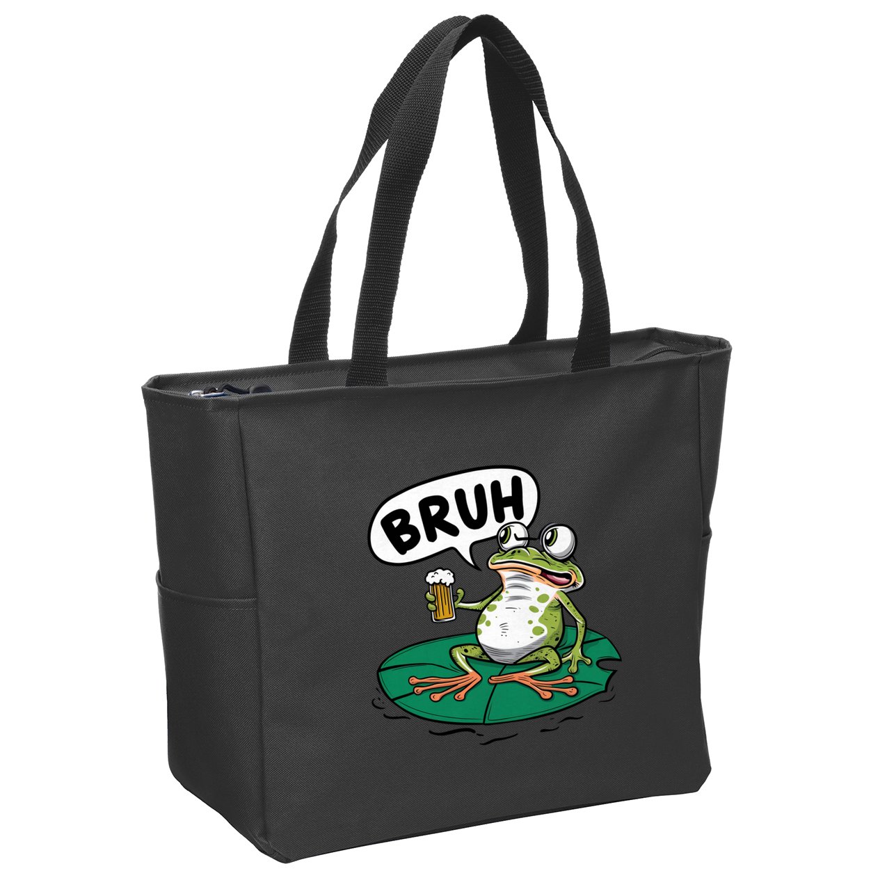 Funny Frog Bruh .. Zip Tote Bag