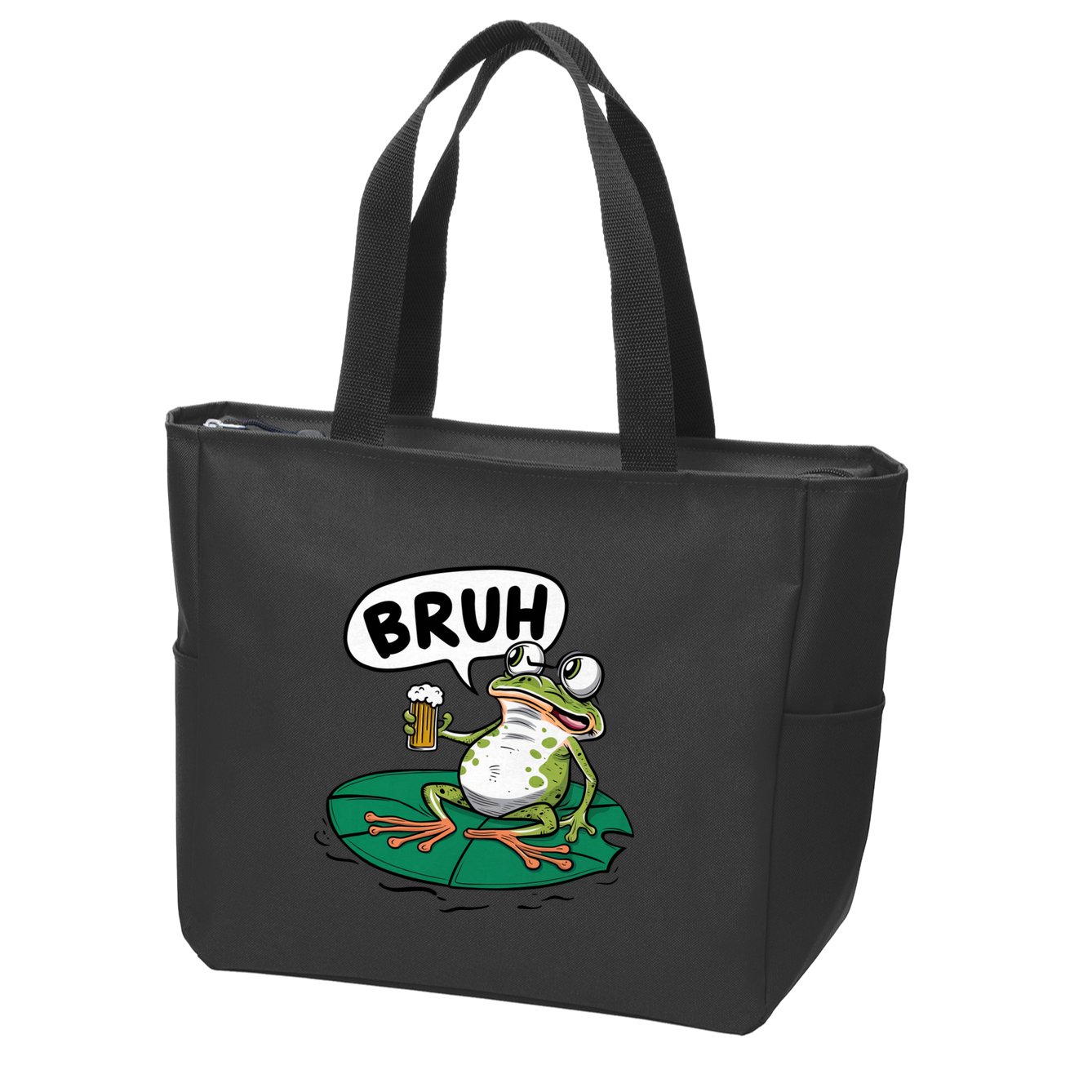 Funny Frog Bruh .. Zip Tote Bag