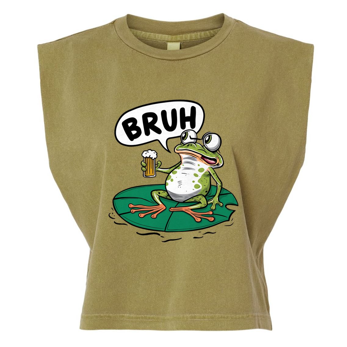 Funny Frog Bruh .. Garment-Dyed Women's Muscle Tee