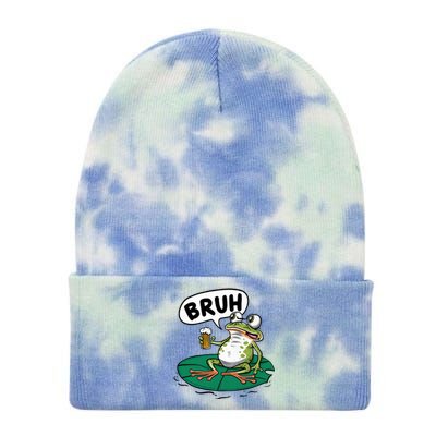 Funny Frog Bruh .. Tie Dye 12in Knit Beanie