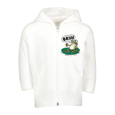 Funny Frog Bruh .. Toddler Zip Fleece Hoodie