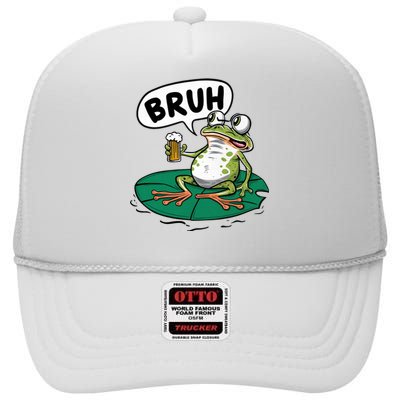 Funny Frog Bruh .. High Crown Mesh Back Trucker Hat