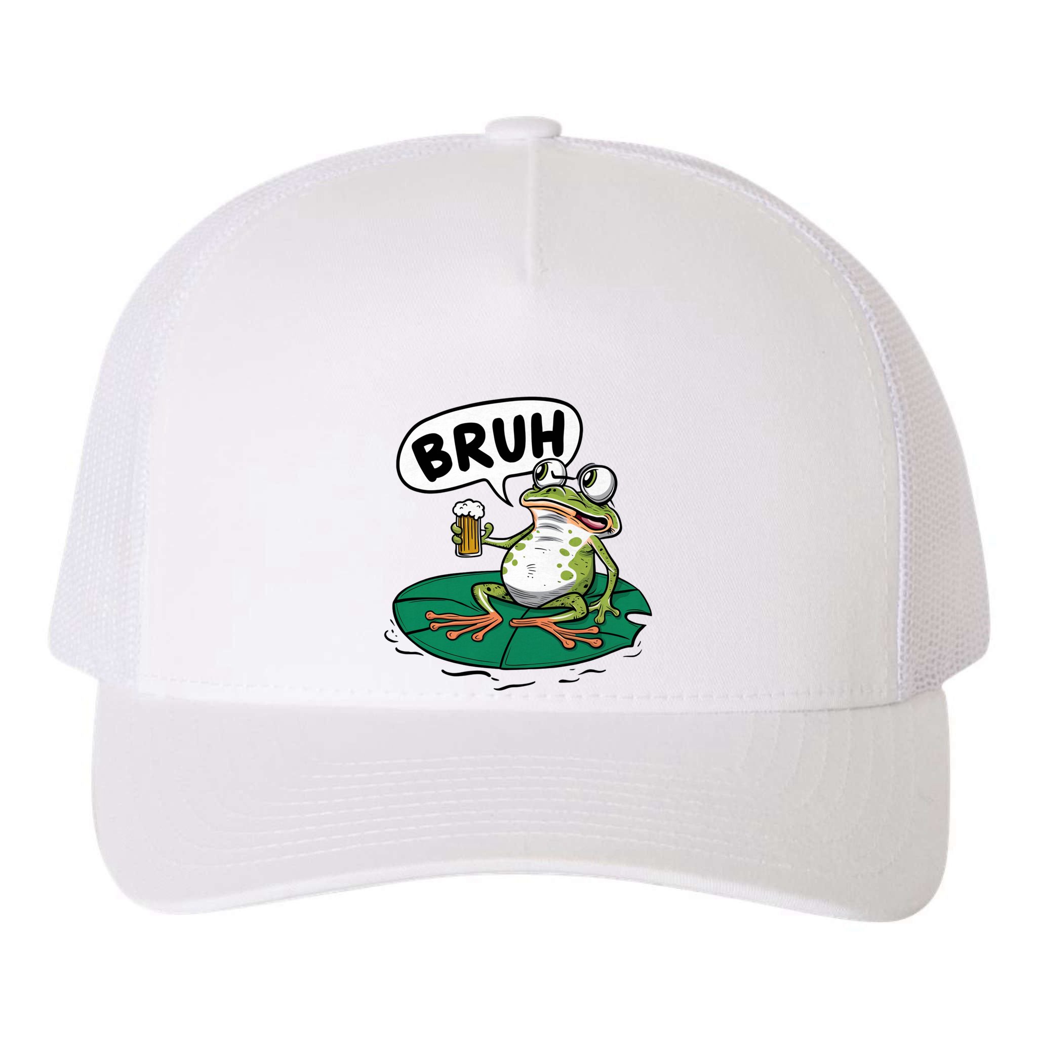 Funny Frog Bruh .. Yupoong Adult 5-Panel Trucker Hat