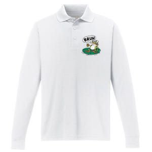 Funny Frog Bruh .. Performance Long Sleeve Polo