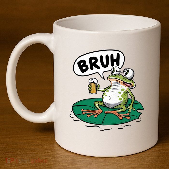 Funny Frog Bruh .. 11oz C Handle Ceramic Mug