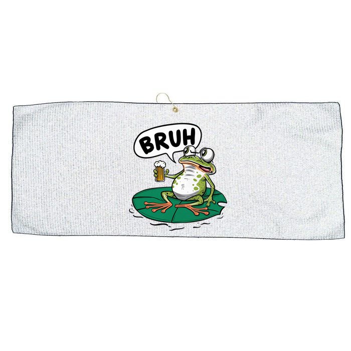 Funny Frog Bruh .. Large Microfiber Waffle Golf Towel