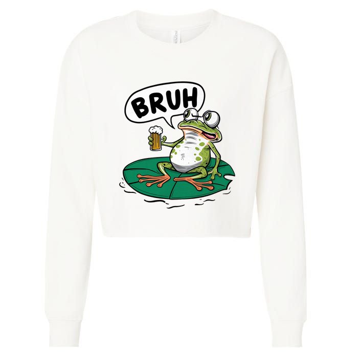 Funny Frog Bruh .. Cropped Pullover Crew