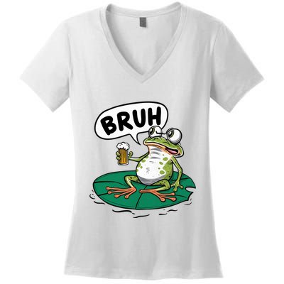 Funny Frog Bruh .. Women's V-Neck T-Shirt