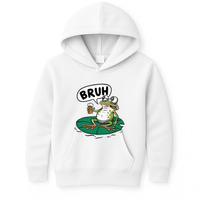 Funny Frog Bruh .. Kids Hoodie