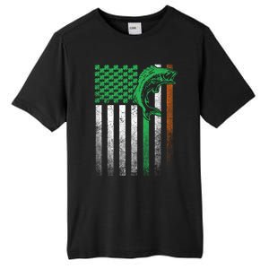 Fishing Fish Bass Irish American Flag St Patrick's Day Gift Tall Fusion ChromaSoft Performance T-Shirt