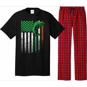 Fishing Fish Bass Irish American Flag St Patrick's Day Gift Pajama Set