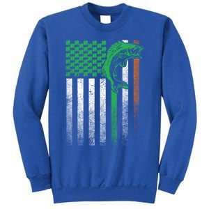 Fishing Fish Bass Irish American Flag St Patrick's Day Gift Sweatshirt