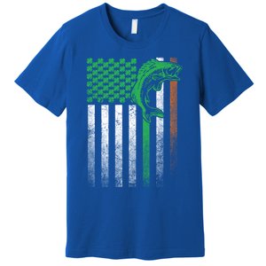 Fishing Fish Bass Irish American Flag St Patrick's Day Gift Premium T-Shirt