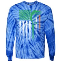 Fishing Fish Bass Irish American Flag St Patrick's Day Gift Tie-Dye Long Sleeve Shirt