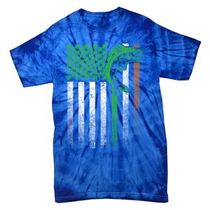 Fishing Fish Bass Irish American Flag St Patrick's Day Gift Tie-Dye T-Shirt