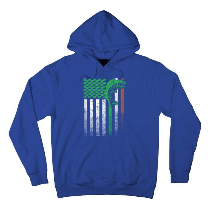 Fishing Fish Bass Irish American Flag St Patrick's Day Gift Tall Hoodie