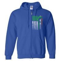 Fishing Fish Bass Irish American Flag St Patrick's Day Gift Full Zip Hoodie