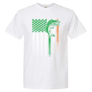 Fishing Fish Bass Irish American Flag St Patrick's Day Gift Garment-Dyed Heavyweight T-Shirt