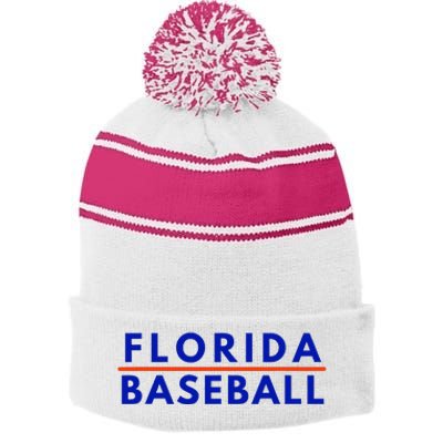 Florida Fl Baseball Fans Stripe Pom Pom Beanie