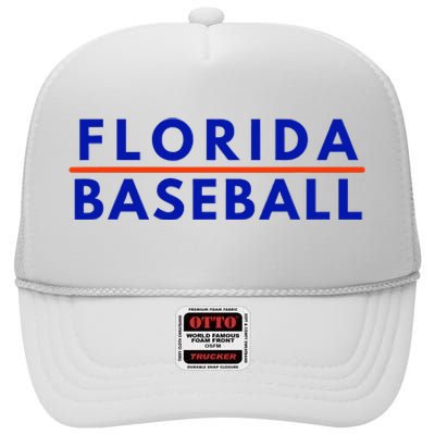 Florida Fl Baseball Fans High Crown Mesh Back Trucker Hat