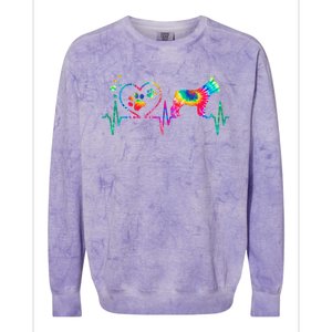 Frenchie French Bulldog Mom Dad Heartbeat Tie Dye Dog Gift Colorblast Crewneck Sweatshirt